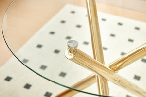 Dining Table With Metal Leg And Glass, Modern Space Saving Kitchen Table For Living Room - Golden by Couch.com