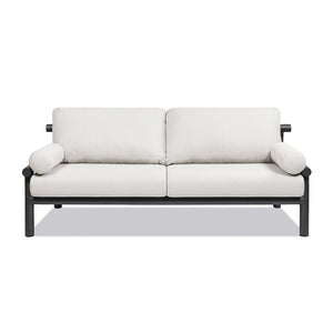 Couch.com Zara Dowel Frame Bolster Patio Deep Seating Sofa Wheat Beige Axroma Olefin, Durable Design, Fabric Construction, Beige Finish by Couch.com