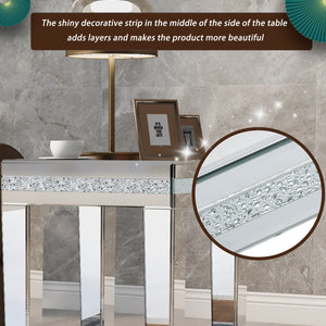 Fashionable Modern Glass MirroredTable With Crystal Design And Adjustable Height Legs by Couch.com