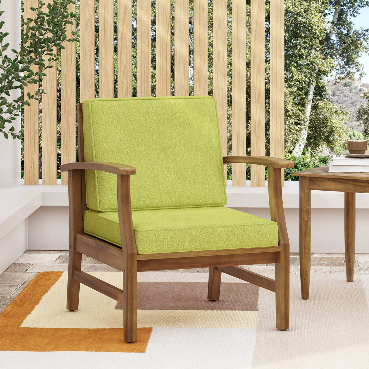 Perla Contemporary Club Chair with Water-Resistant Cushion