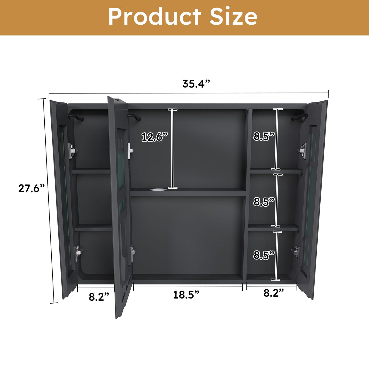 Aluminium Medicine Cabinet Mirror With LED Light And Defogging Function - Gray by Couch.com
