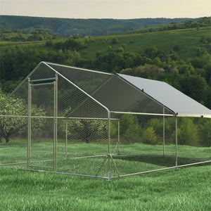 Large Metal Chicken Coop, Walk In Poultry Cage Hen Run House Rabbits Habitat Cage Spire Shaped Coop With Waterproof And Anti Ultraviolet Cover by Couch.com