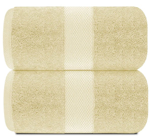 Luxury Soft Beige Bath Sheet Towels 2 Pack Extra Large 35x70 inch 650 GSM