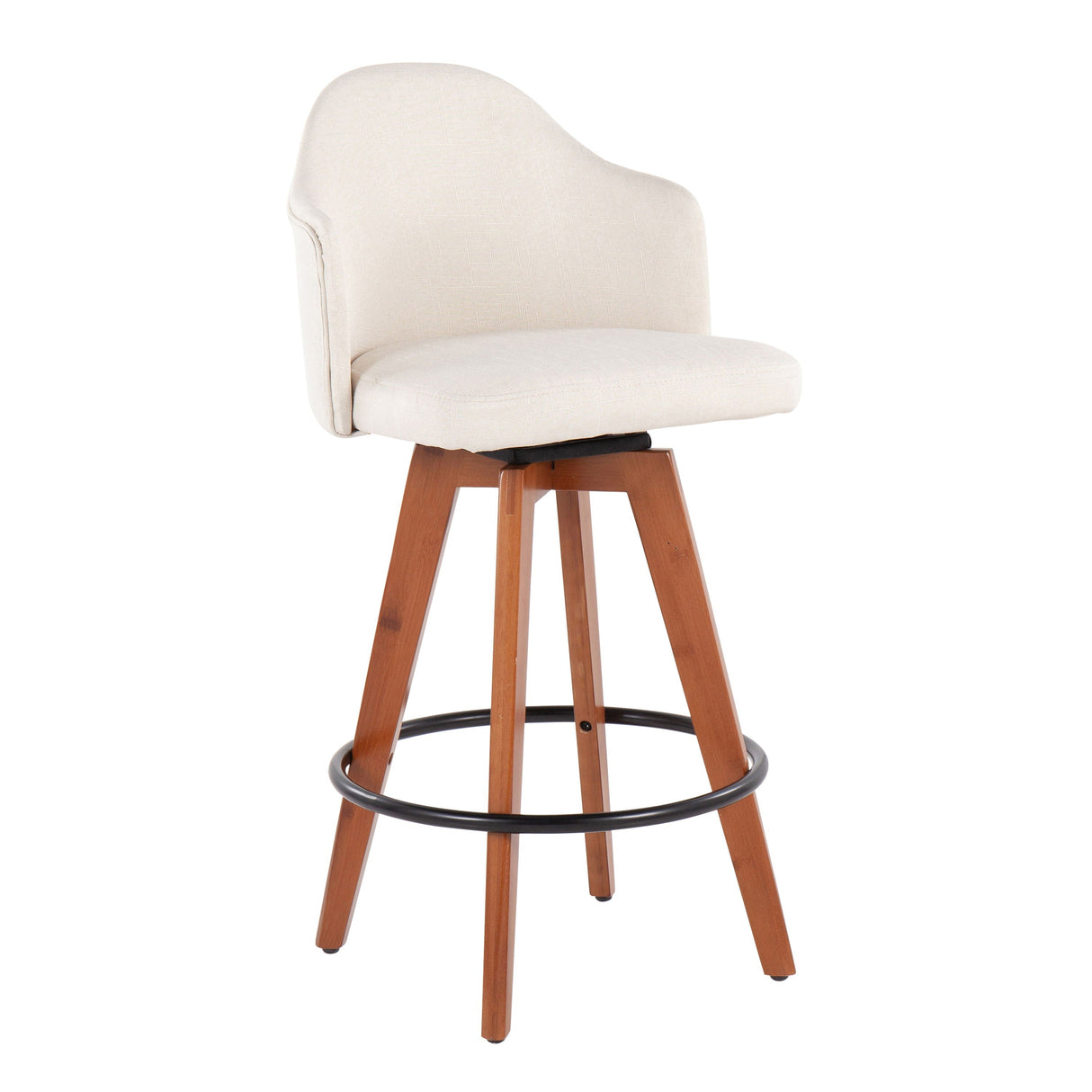 Ahoy - Contemporary Fixed Height Counter Stool With Bamboo Round Footrest (Set of 2) by Couch.com