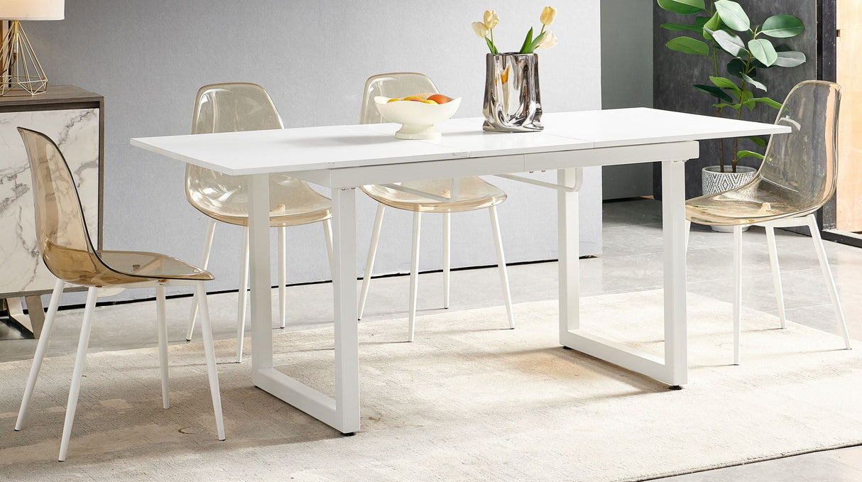 5 Pieces Dining Set, Table Metal Leg Mid-Century Dining Table For 4 - 6 People With MDF Table Top, Pedestal Dining Table, End Table Leisure Coffee Table - Brown White by Couch.com