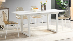 5 Pieces Dining Set, Table Metal Leg Mid-Century Dining Table For 4 - 6 People With MDF Table Top, Pedestal Dining Table, End Table Leisure Coffee Table - Brown White by Couch.com