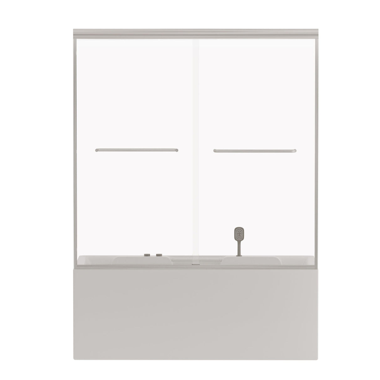 Double Sliding Bathtub Shower Door, Semi Frameless Bypass, 1 / 4" (6Mm) With Explosion - Proof Film, Adjustable Aluminum Alloy Frame by Couch.com