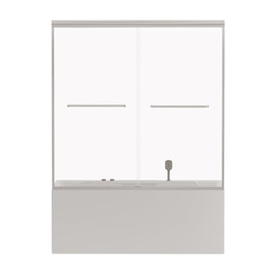Double Sliding Bathtub Shower Door, Semi Frameless Bypass, 1 / 4" (6Mm) With Explosion - Proof Film, Adjustable Aluminum Alloy Frame by Couch.com