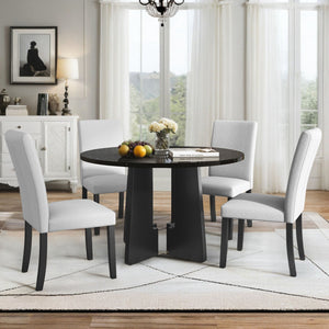5 Piece Round Dining Table Set, Modern Dining Table And 4 Upholstered Chairs For Dining Room by Couch.com