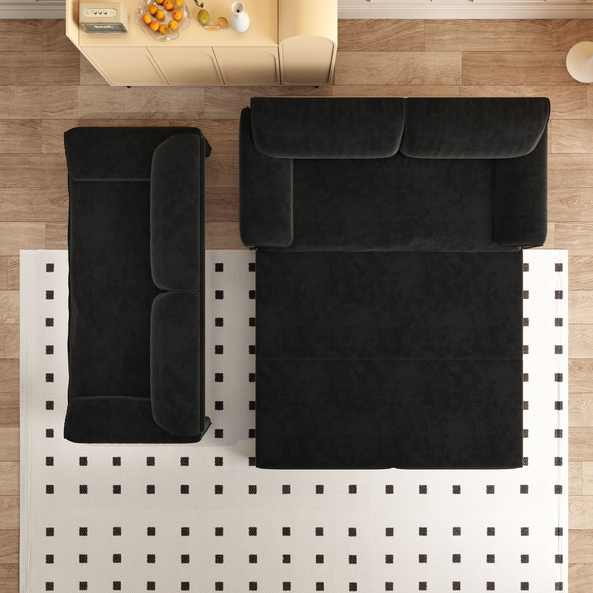 Pull Out 3 In 1 Convertible Sleeper Sofa With Side Storage, Multi Functional