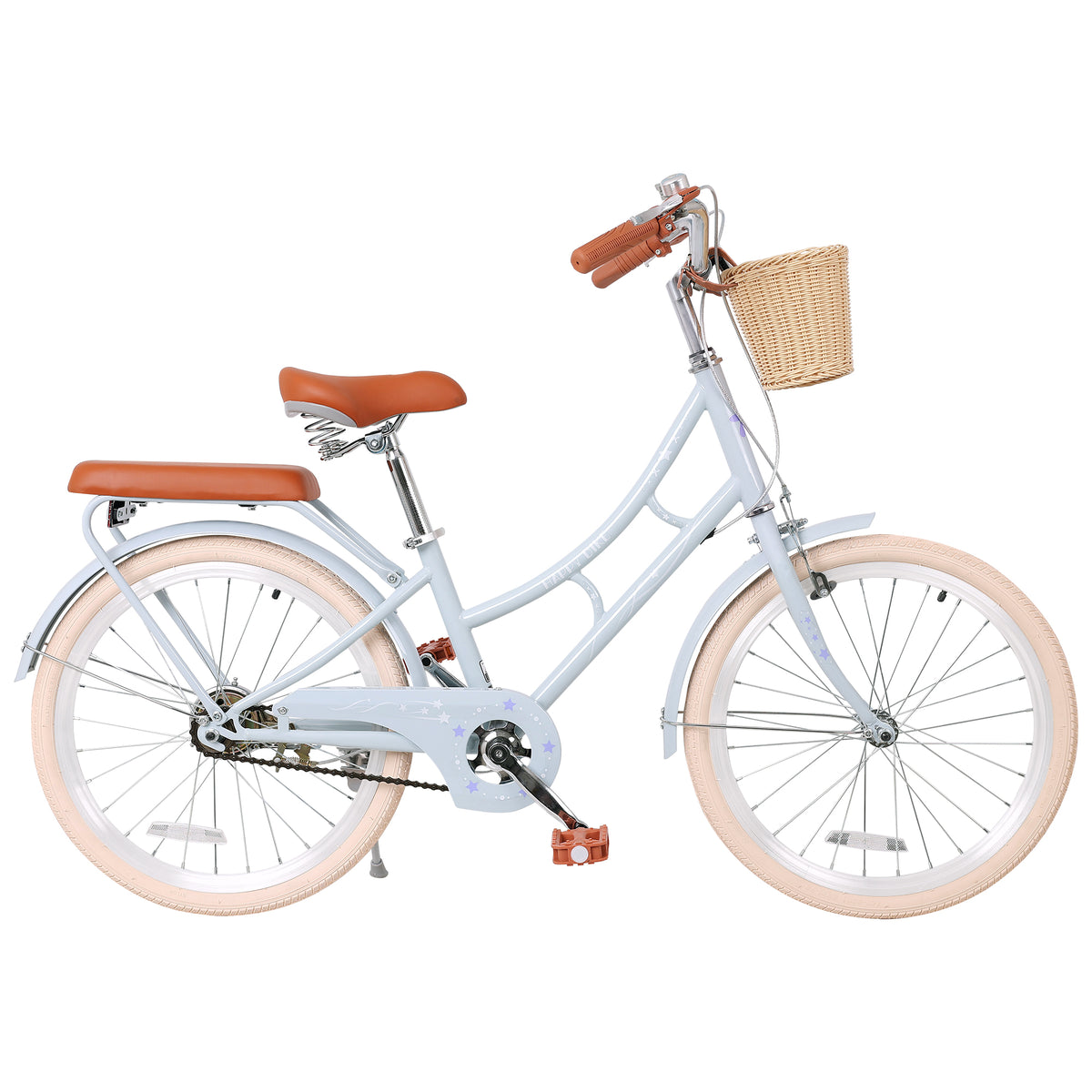 22 Inch Beach Cruiser Bike for Girls, Commuter Bicycle with Front Basket , High Carbon Steel Frame, Comfortable City Bike for Outdoor Riding