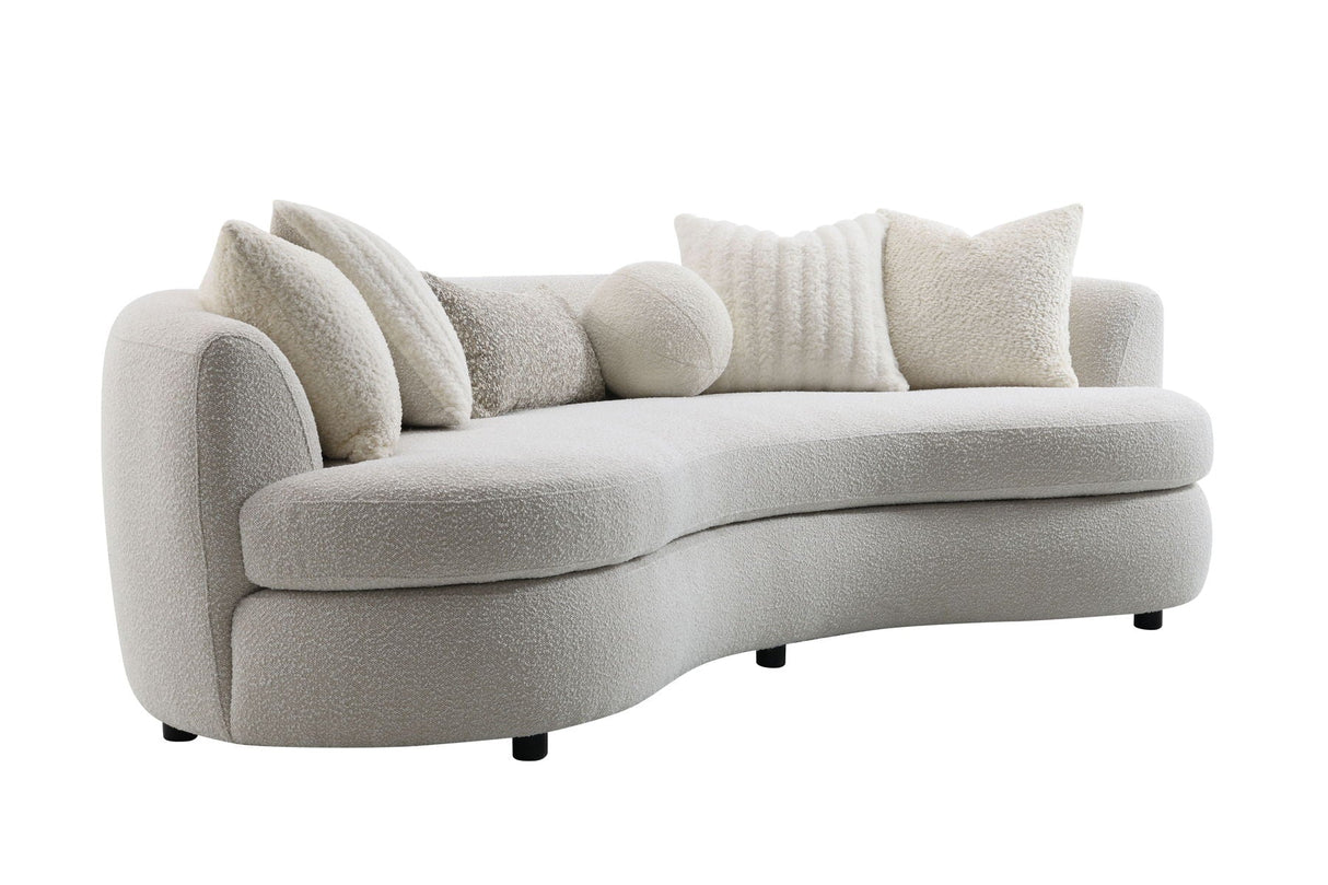Iniko - Boucle Sofa With Toss Pillows - Beige by Couch.com