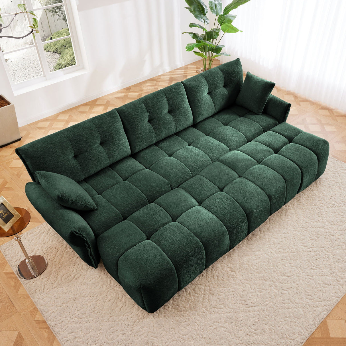 Elegant Sofa Set With Ottoman And Pillows, Textured Chenille, High Resilience Cushions by Couch.com