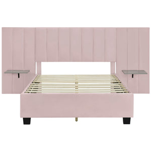 Upholstered Platform Bed With Big Headboard by Couch.com