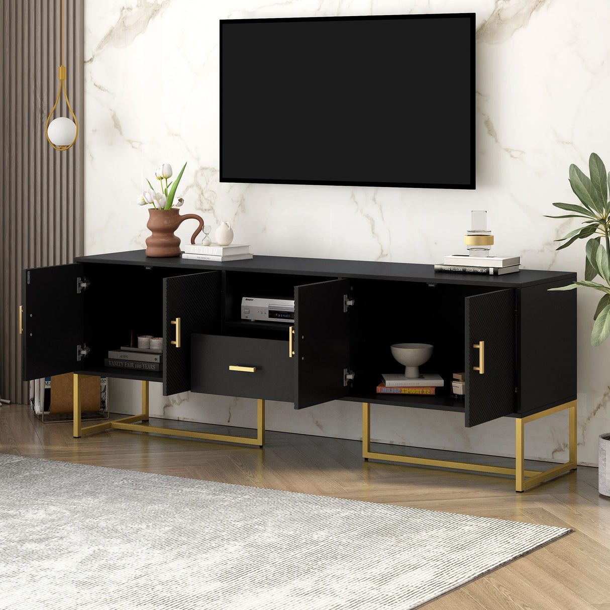 TV Cabinet With 1 Drawer, 2 Cabinets, Handles And Anti-Tip Device by Couch.com