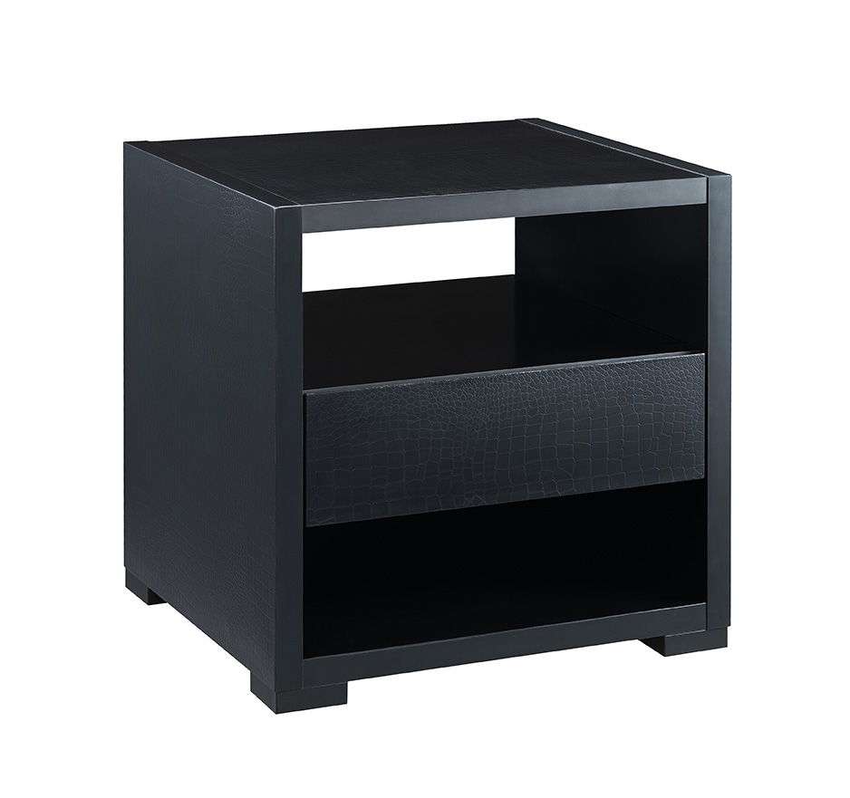 Accent Table, Sofa Side Table With Drawer And 2 Tier Shelves - Black by Couch.com