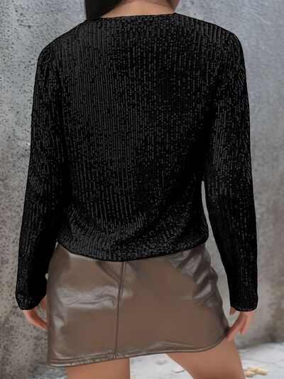 Elegant Women Full-Size Sequin Open Front Cropped Jacket With Glamorous Sparkle Luxury Women Party Jacket