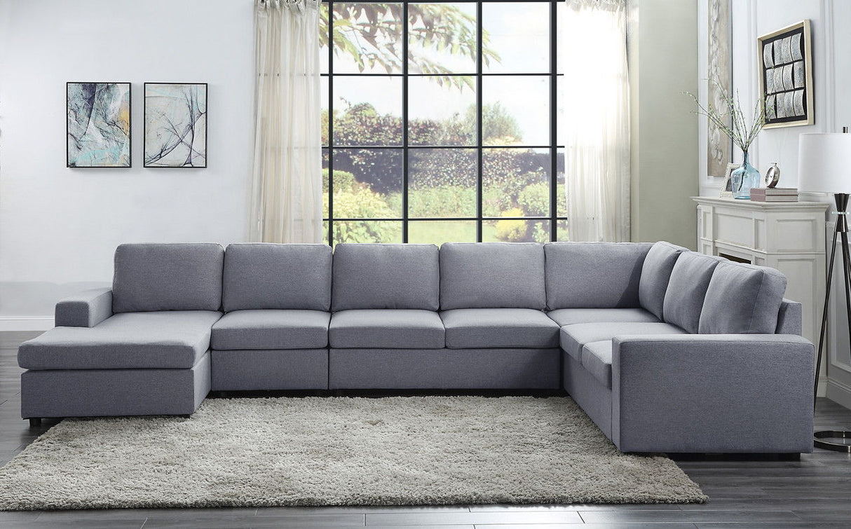 Tifton - Linen 7 Seat Reversible Modular Sectional Sofa Chaise by Couch.com