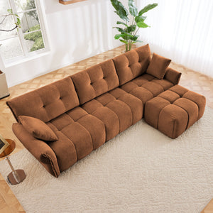 Elegant Sofa Set With Ottoman And Pillows, Textured Chenille, High Resilience Cushions by Couch.com