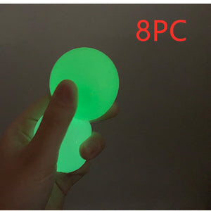 Luminous Sticky Ball Toys Sticky Wall Home Party Games Glow In The Dark Novelty Toys Decompression Squeeze Toy