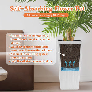Pack of 2 Square Planters with Automatic Watering System