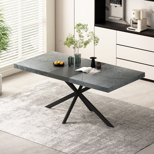 Rectangular Stretch Dining Table With 4 Chairs - Black / Gray