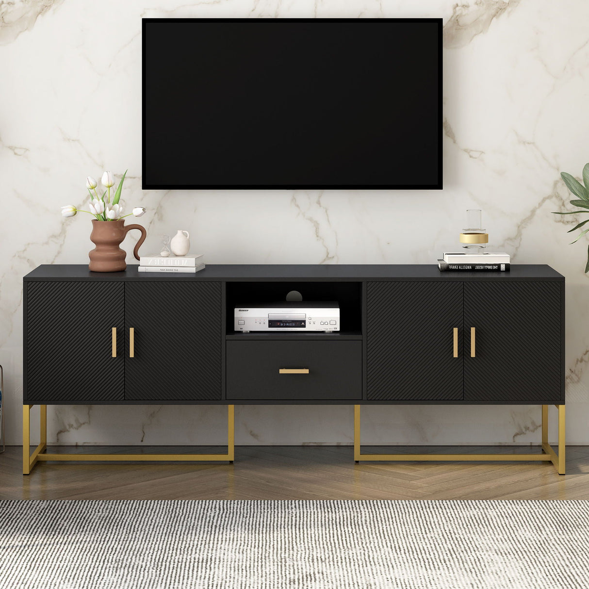 TV Cabinet With 1 Drawer, 2 Cabinets, Handles And Anti-Tip Device by Couch.com