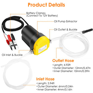12V Oil Change Pump 60W Oil Diesel Fluid Extractor Electric Suction Transfer Extractor Oil Quick Changer for Boat, Tubes, Truck, RV, ATV by DirectDeals