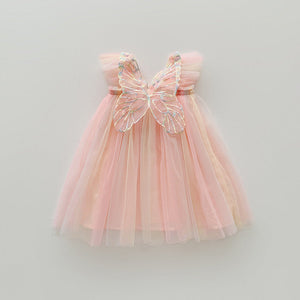 Rainbow Wings Mesh Girl Dress