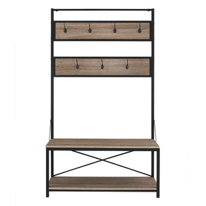 Rustic X-Back Hall Tree With Bench by Couch.com