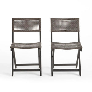 Bistro Foldable Chair With Wicker Backrest