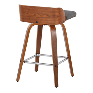Maya - Mid Century Modern Fixed Height Counter Stool & Swivel With Square Footrest (Set of 2) by Couch.com
