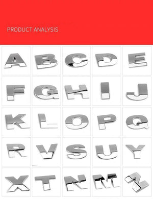 3D Car Stickers Metal Alphabet Car Letters Numbers Decal Sticker, Metal Emblem Decal Logo Trim Badge Silver Black Badge Chrome Letters Numbers Logo Car Stickers Automobiles Plastic Car Letters Number Sticker 3D Emblem Accessories Stickers