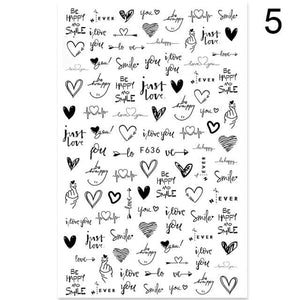 3D Nail Sticker Russian English Letter Sticker For Nails Foil Love Heart Design Accessories Fashion Manicures Sticker Decoration  Nail Art Stickers Water Transfer Nail Decals Full Wraps Gradient Acrylic Nail Kits for Women Manicure Decoration