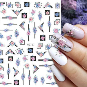 3D Nails Sticker Spring Cartoon Animals Flowers Leaves Self Adhesive Decals Sliders Nail Art Accessories Decoration Decal Self-Adhesive 3D Wave Design Decoration for Women Girls Tape Nail Art Stickers Decal Decoration