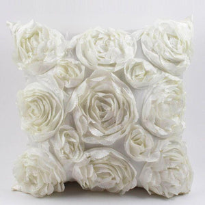 3D Roses Style Embroidered Polyester Cushion Cover Pillowcase Wedding Home Decorative Roses Floral Print Cushion Covers Throw Pillow Covers For Decorating Sofa Car Bedroom 42x42cm