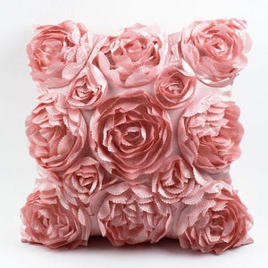 3D Roses Style Embroidered Polyester Cushion Cover Pillowcase Wedding Home Decorative Roses Floral Print Cushion Covers Throw Pillow Covers For Decorating Sofa Car Bedroom 42x42cm