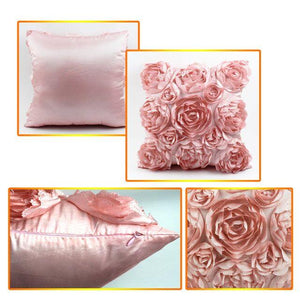3D Roses Style Embroidered Polyester Cushion Cover Pillowcase Wedding Home Decorative Roses Floral Print Cushion Covers Throw Pillow Covers For Decorating Sofa Car Bedroom 42x42cm