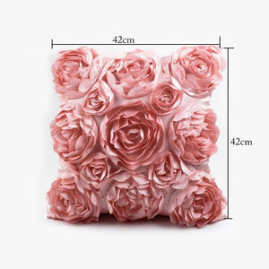 3D Roses Style Embroidered Polyester Cushion Cover Pillowcase Wedding Home Decorative Roses Floral Print Cushion Covers Throw Pillow Covers For Decorating Sofa Car Bedroom 42x42cm