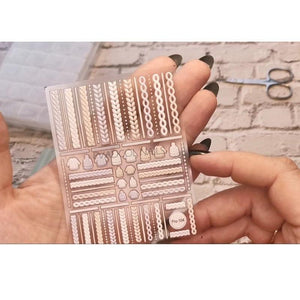 3D Sweater Nail Sticker Acrylic Engraved Winter Nails Design Tip Wraps Decals Slider Decoration Nails Decal Nail Art 3D Acrylic Engraved Nail Sticker Nail Art Decoration Self-Adhesive Nail Art Decoration French Black and White Lace Retro Flower