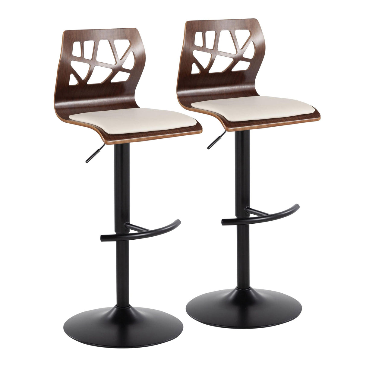 Folia - Mid Century Modern Adjustable Barstool With Swivel & Rounded T Footrest (Set of 2) by Couch.com
