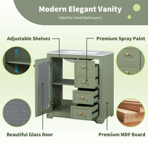 Bathroom Vanity With A Soft Close Glass Door, Adjustable Shelves, And Three Drawers by Couch.com