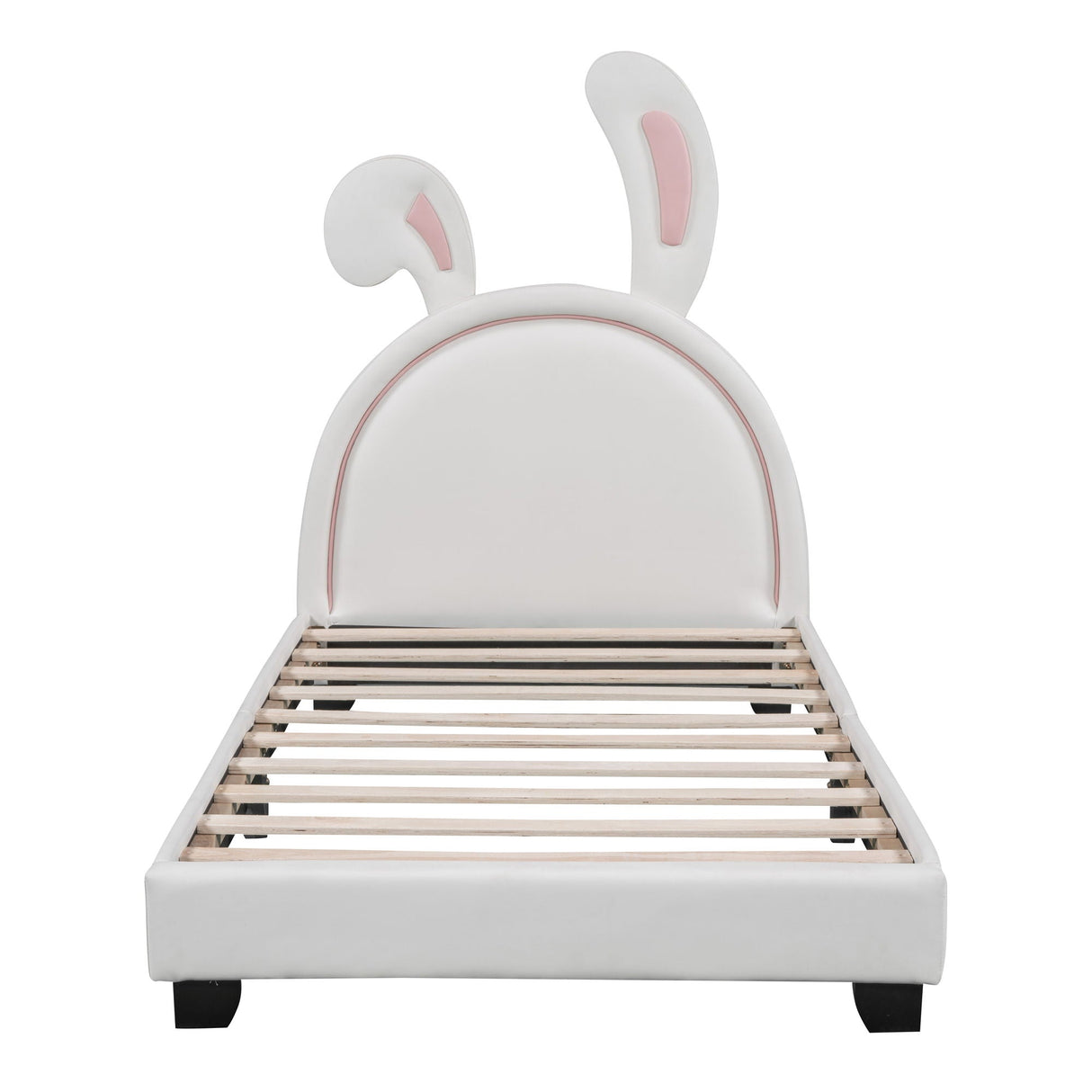 Upholstered Leather Platform Bed With Rabbit Ornament by Couch.com