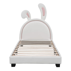 Upholstered Leather Platform Bed With Rabbit Ornament by Couch.com