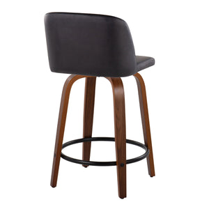 Toriano - Mid Century Modern, Fixed Height Counter Stool & Swivel And Round Footrest (Set of 2) by Couch.com