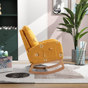 Modern Accent Rocker Armchair With Side Pocket, Upholstered High Back by Couch.com