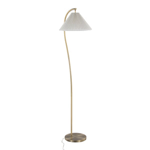 Cassis - Glam / Art Deco Floor Lamp Pleated - Gold / White by Couch.com