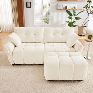Elegant Sofa Set With Ottoman And Pillows, Textured Chenille, High Resilience Cushions by Couch.com