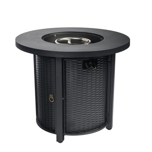 30" Propane Round Fire Table 40000Btu Propane Fire Pit Table - Black by Couch.com