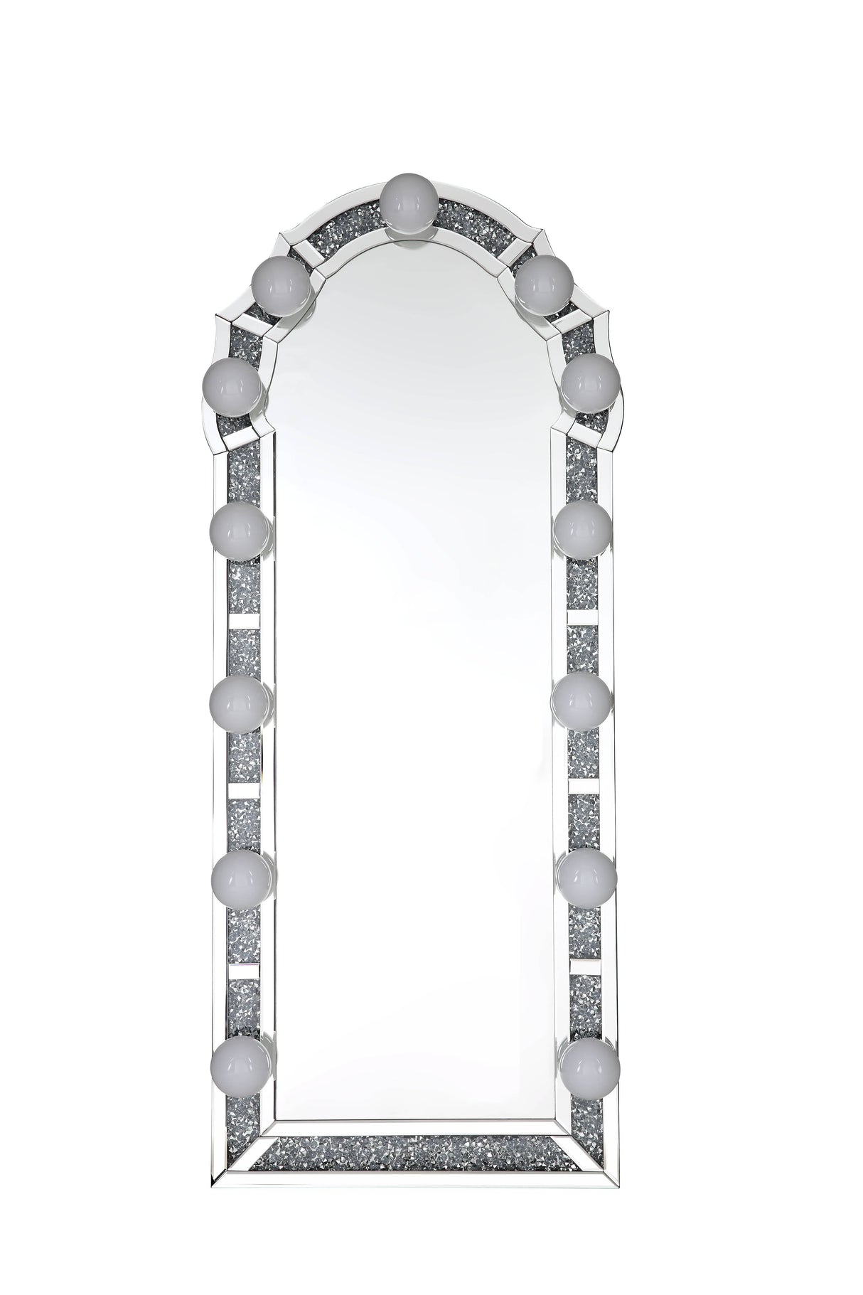 Noralie - Mirrored Faux Diamonds Floor Mirror - Silver by Couch.com